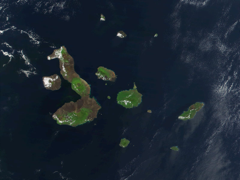 Imagem das Ilhas de galápagos vista por satélite.