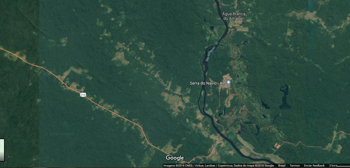 Imagem de satélite da Serra do Navio