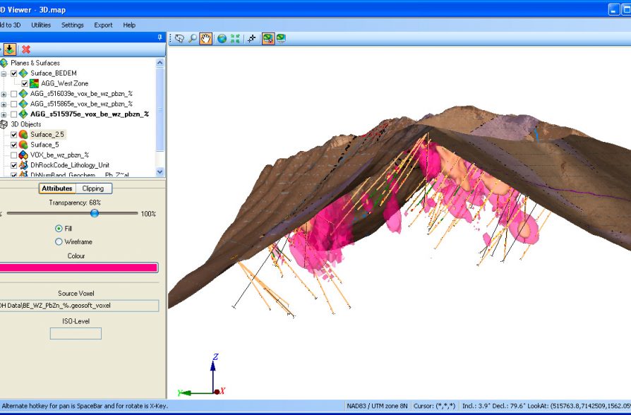 Ferramentas 3D subterranea no ARCGIS. Foto: Pheonix Geosystem Indonesia