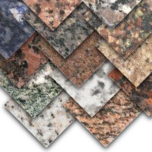 Variedades de granitos, um tipo de rocha ornamental.