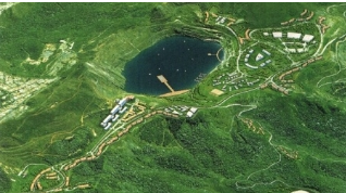 Barragem - Método aterro. Representação do Projeto Águas Claras Fonte: MBR, 2007.