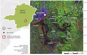 Foto de um mapa do Quadrilátero Ferífero