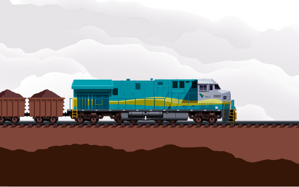 Imagem ilustrativa do sistema ferroviária da Vale. 