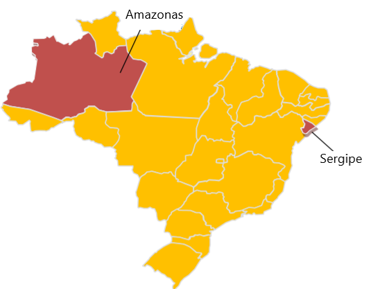 Mapa com a localização das principais reservas de potássio brasileiras.